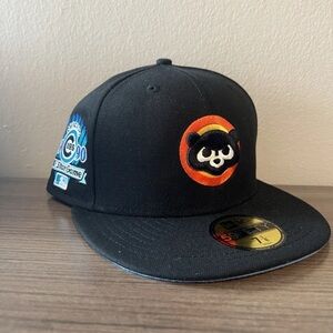 New Era Chicago Cubs 59FIFTY Fitted Hat Black Baby Blue UV 1990 ASG Patch 7 1/8